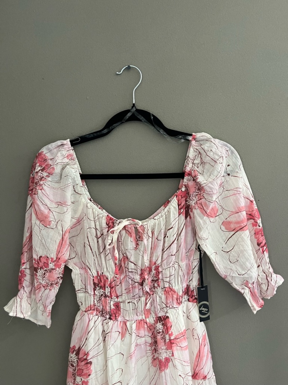 Liberty Love Mini Dress Milkmaid Gathered Bust Empire Waist A-Line Coquette Pink - Picture 3 of 13